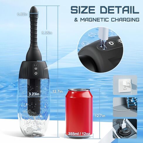 حقنة شرجية دوارة أوتوماتيكية - 20 أوقية دوش للرجال والنساء تنظيف عميق 360 درجة 5 فوهات مع 3 سرعات دوران ورذاذ، مجموعة حقنة شرجية كهربائية مضادة للتدفق العكسي للتحكم عن بعد من السيليكون in Kuwait