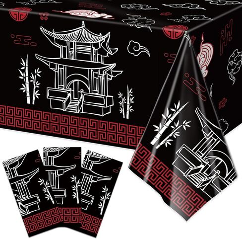 3-Pack 54 x 108 Inch Valentine's Day Plastic Tablecloth - Red with White Heart Design, Disposable Romantic Love Themed Rectangle Table Cloth for Dining Room Table Cover Indoor Outdoor Decorations in Kuwait