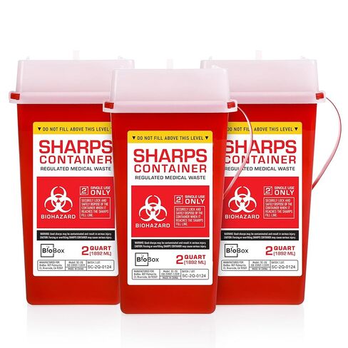 Sharps Container Small - Sharps Containers for Home Use and Labs - Portable Needle Disposal and Travel Size Biohazard Bin - 1 Quart (Pack of 1) in Saudi Arabia