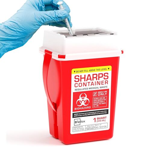 Sharps Container Small - Sharps Containers for Home Use and Labs - Portable Needle Disposal and Travel Size Biohazard Bin - 1 Quart (Pack of 1) in Saudi Arabia