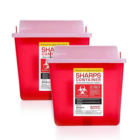 Sharps Container Small - Sharps Containers for Home Use and Labs - Portable Needle Disposal and Travel Size Biohazard Bin - 1 Quart (Pack of 1) in Saudi Arabia