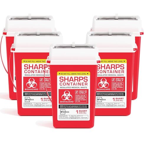 Sharps Container Small - Sharps Containers for Home Use and Labs - Portable Needle Disposal and Travel Size Biohazard Bin - 1 Quart (Pack of 1) in Saudi Arabia