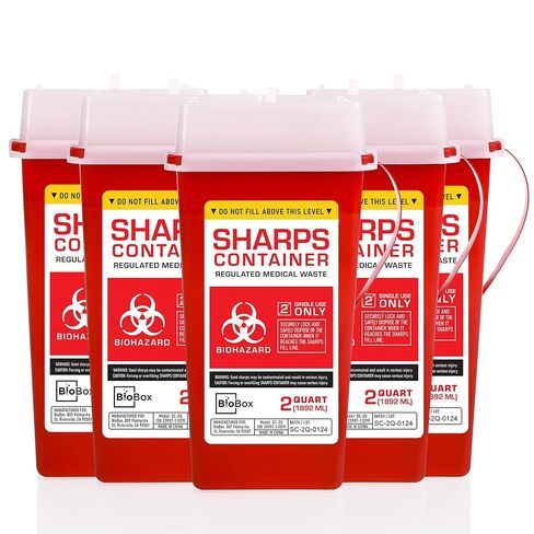 Sharps Container Small - Sharps Containers for Home Use and Labs - Portable Needle Disposal and Travel Size Biohazard Bin - 1 Quart (Pack of 1) in Saudi Arabia