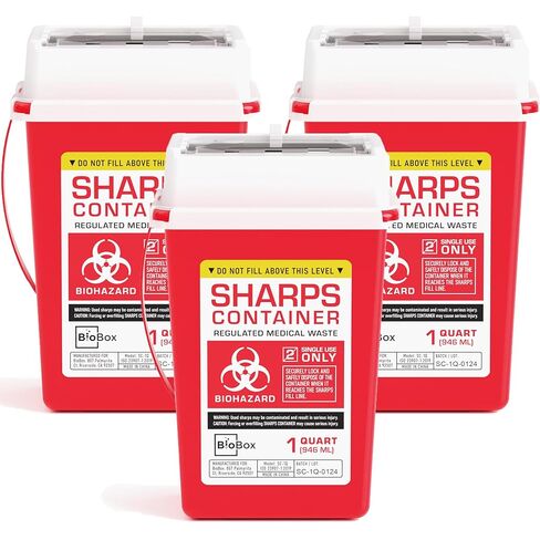 Sharps Container Small - Sharps Containers for Home Use and Labs - Portable Needle Disposal and Travel Size Biohazard Bin - 1 Quart (Pack of 1) in Saudi Arabia