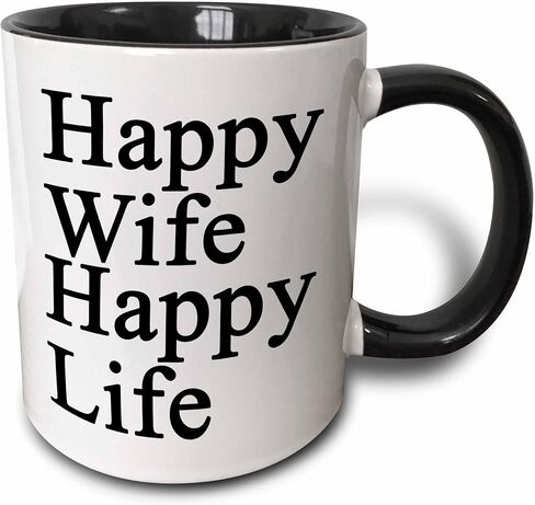 3dRose Wife Happy Life Black Mug, 11 oz in Saudi Arabia
