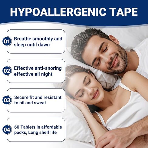 شرائط الأنف HuiPoLii للشخير (60 قطعة)، شرائط الأنف للتنفس، شرائط أنف غير مرئية قوية وفعالة، مضادة للشخير، مناسبة لكل من الرجال والنساء. in Kuwait
