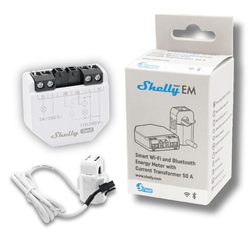 Shelly Pro EM 50A | Wi-Fi & Bluetooth Energy Meter with Contactor Control | DIN-Rail | Home Automation | Compatible with Alexa & Google Home | iOS Android App | No Hub Required | Power Monitoring in Saudi Arabia