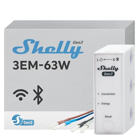 Shelly Pro EM 50A | Wi-Fi & Bluetooth Energy Meter with Contactor Control | DIN-Rail | Home Automation | Compatible with Alexa & Google Home | iOS Android App | No Hub Required | Power Monitoring in Saudi Arabia