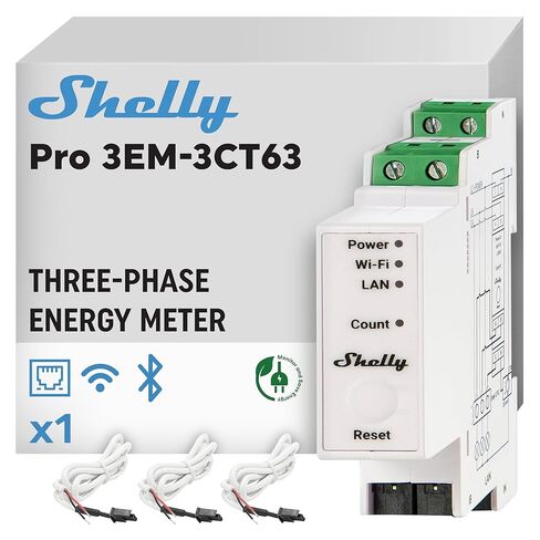 Shelly Pro EM 50A | Wi-Fi & Bluetooth Energy Meter with Contactor Control | DIN-Rail | Home Automation | Compatible with Alexa & Google Home | iOS Android App | No Hub Required | Power Monitoring in Saudi Arabia