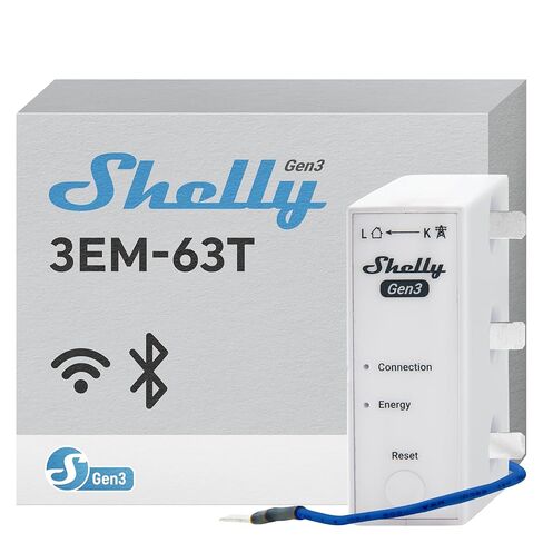 Shelly Pro EM 50A | Wi-Fi & Bluetooth Energy Meter with Contactor Control | DIN-Rail | Home Automation | Compatible with Alexa & Google Home | iOS Android App | No Hub Required | Power Monitoring in Saudi Arabia