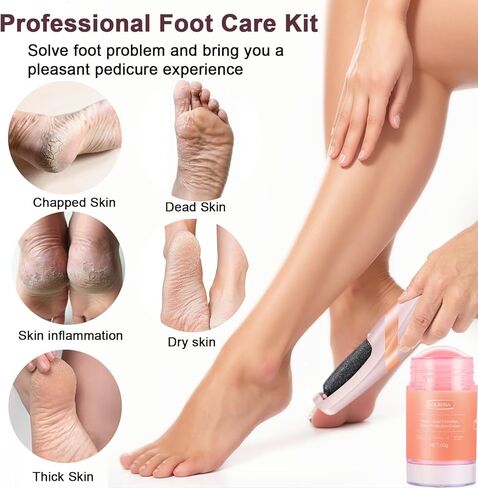 مبرد كهربائي للقدم مع كريم اليوريا، مزيل مسامير القدم قابل لإعادة الشحن، علاج ترطيب برائحة الخوخ، عصا محمولة للكعب المتشقق للأقدام الجافة والمتشققة، وردي وذهبي وردي in Kuwait