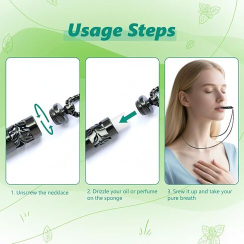 Quit Smoking Necklace with Refillable Mint Pods – Breathing Necklace for Fidget Relief and Smoking Cessation, Pure Breeze Natural Stop Smoking Aids Device for Anxiety Air Refresh (Black) in Saudi Arabia