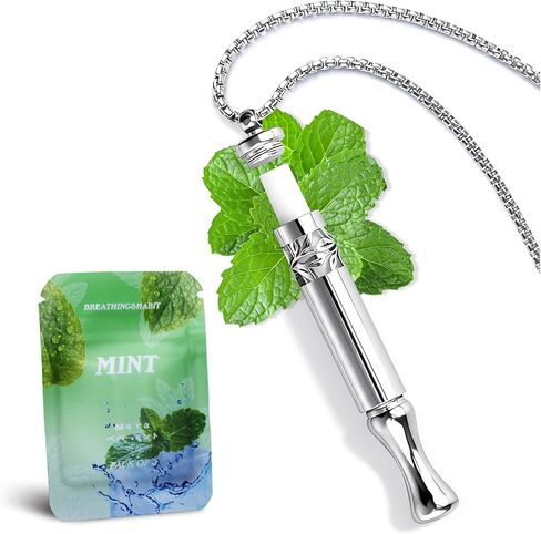 Quit Smoking Necklace with Refillable Mint Pods – Breathing Necklace for Fidget Relief and Smoking Cessation, Pure Breeze Natural Stop Smoking Aids Device for Anxiety Air Refresh (Black) in Saudi Arabia
