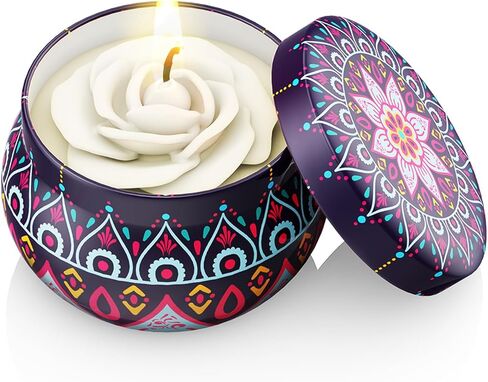 WINTERCRUSH Scented Candles Gift Set: 4 Pack Flower Shaped Christmas Candles for Home Scented - Stress Relief Gifts for Women, Birthday, Mother's Day (Flower) in Saudi Arabia
