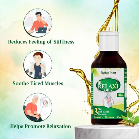 R K Dr Relaxi Oil Rajasthan Herbals|محلول طبيعي من الأيورفيدا|زيوت التدليك العشبية| مكونات طبيعية آمنة ونقية 100 مل in Kuwait