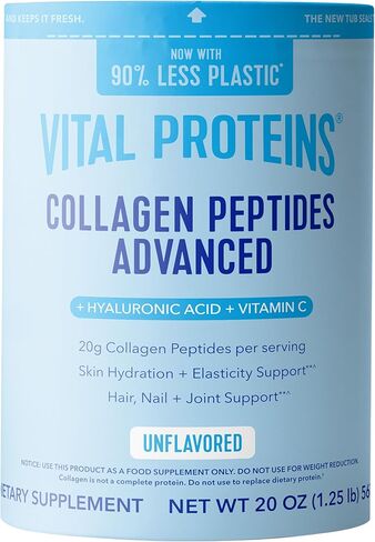 Vital Proteins Collagen Peptides Powder Advanced with Hyaluronic Acid & Vitamin C, 20oz Collagen Protein, Unflavored, 27 Servings in Kuwait