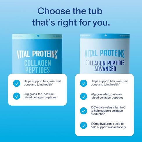 Vital Proteins Collagen Peptides Powder Advanced with Hyaluronic Acid & Vitamin C, 20oz Collagen Protein, Unflavored, 27 Servings in Kuwait
