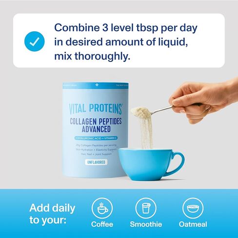 Vital Proteins Collagen Peptides Powder Advanced with Hyaluronic Acid & Vitamin C, 20oz Collagen Protein, Unflavored, 27 Servings in Kuwait