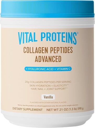 Vital Proteins Collagen Peptides Powder Advanced with Hyaluronic Acid & Vitamin C, 20oz Collagen Protein, Unflavored, 27 Servings in Kuwait