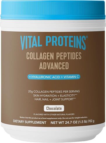 Vital Proteins Collagen Peptides Powder Advanced with Hyaluronic Acid & Vitamin C, 20oz Collagen Protein, Unflavored, 27 Servings in Kuwait