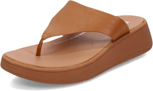 FitFlop™ Women's F-Mode Leather Flatform Toe-Post Sandal, Beige, Size 6 in Saudi Arabia