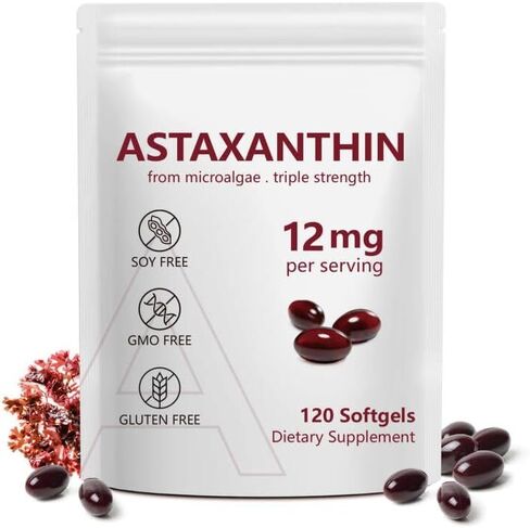 Astaxanthin 12mg, 120 Softgels, 4 Month Supply, Premium Astaxanthin Antioxidant Supplements with Antioxidant Activity, Supports Eye, Immune, Joint, Skin Health, Internal Circulation in Kuwait