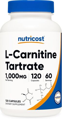 Nutricost L-Carnitine Tartrate 1000 مجم، 240 كبسولة - 500 مجم لكل كبسولة، 120 وجبة in Kuwait