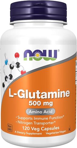 NOW Foods Supplements، ل-جلوتامين 500 مجم، ناقل النيتروجين*، حمض أميني، 120 كبسولة نباتية in Kuwait