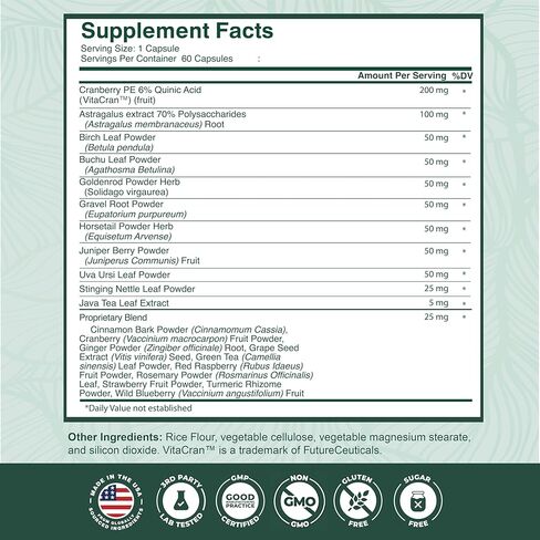 PurePremium Kidney Support Supplement – Kidney Cleanse Detox & Repair with Cranberry Extract & Astragalus - 21-in-1 Complex Supports Normal Bladder, Urinary Tract & Kidneys Health - 60 Day Supply in Saudi Arabia