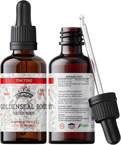 Goldenseal Tincture 2 oz – Organic Herbal Extract | Alcohol Free | Vegan Herbal Drops - Made in USA in Saudi Arabia