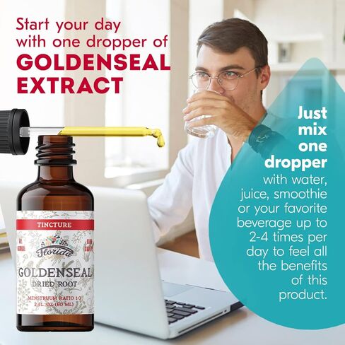 Goldenseal Tincture 2 oz – Organic Herbal Extract | Alcohol Free | Vegan Herbal Drops - Made in USA in Saudi Arabia