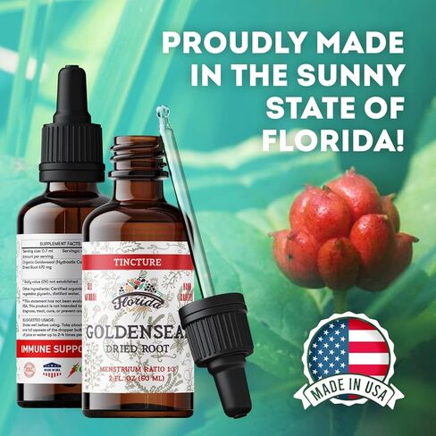 Goldenseal Tincture 2 oz – Organic Herbal Extract | Alcohol Free | Vegan Herbal Drops - Made in USA in Saudi Arabia