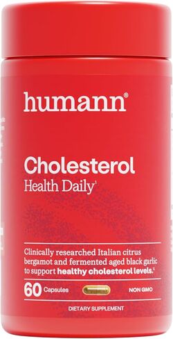 Humann Cholesterol Health Daily، مكمل دعم الكوليسترول والدهون، البرغموت الحمضي والثوم الأسود المعتق، 60 كبسولة in Kuwait