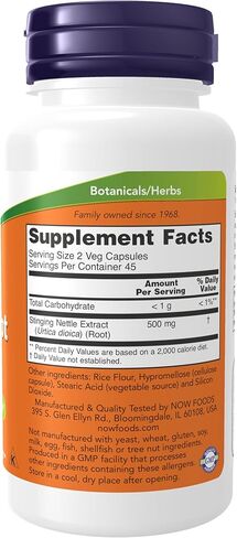 NOW Foods Supplements، مستخلص جذور نبات القراص اللاذع (Urtica dioica) 250 مجم، يدعم صحة البروستاتا*، 90 كبسولة نباتية in Saudi Arabia