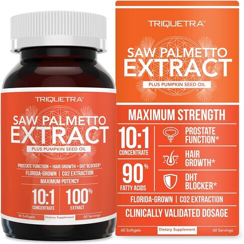 Saw Palmetto Extract – 10X Potency, Pharmaceutical Grade Strength - Plus Pumpkin Seed Oil - Supports Prostate Health, Relieves Urination Issues, Supports Hair Growth, DHT Blocker – 60 Softgels in Saudi Arabia