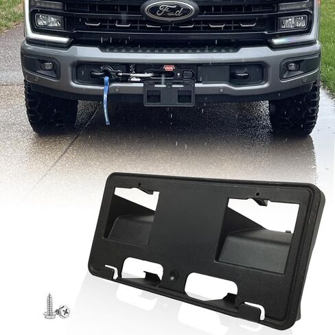 Front License Plate Frame for Ford F250 F350 F450 F550 Super Duty 2023 2024 NO Drill Front Bumper License Plate Holder Mounting Bracket Cover Replace # PC3Z-17A385-AA FO1068203 in Saudi Arabia