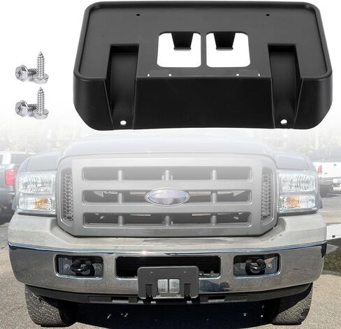 Front License Plate Frame for Ford F250 F350 F450 F550 Super Duty 2023 2024 NO Drill Front Bumper License Plate Holder Mounting Bracket Cover Replace # PC3Z-17A385-AA FO1068203 in Saudi Arabia