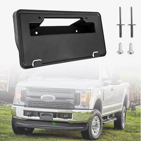Front License Plate Frame for Ford F250 F350 F450 F550 Super Duty 2023 2024 NO Drill Front Bumper License Plate Holder Mounting Bracket Cover Replace # PC3Z-17A385-AA FO1068203 in Saudi Arabia
