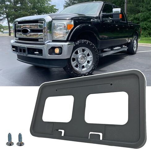 Front License Plate Frame for Ford F250 F350 F450 F550 Super Duty 2023 2024 NO Drill Front Bumper License Plate Holder Mounting Bracket Cover Replace # PC3Z-17A385-AA FO1068203 in Saudi Arabia
