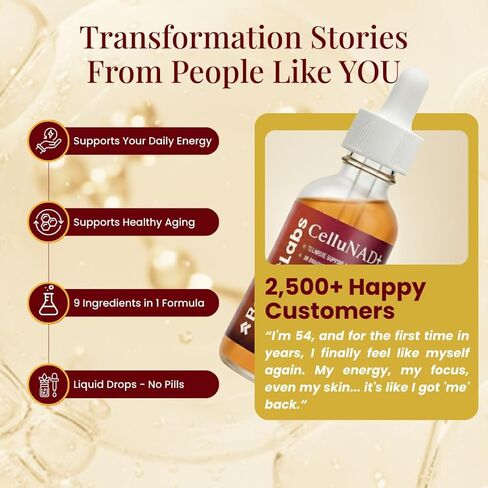 قطرات سائلة مكملة من Liposomal NAD+ - بديل NMN عالي الفعالية للطاقة الخلوية والشيخوخة الصحية وضباب الدماغ - تركيبة سائلة NAD سريعة الامتصاص (2 أونصة) in Kuwait