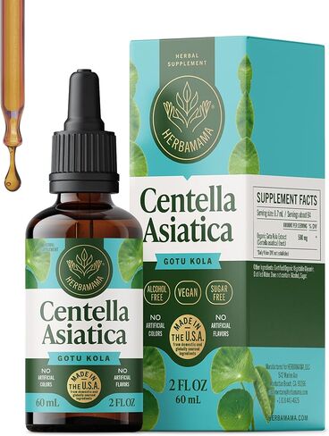 صبغة هيرباماما غوتو كولا - دعم الدماغ النباتي مع قطرات مستخلص كينتيللا اسياتيكا لدعم الدماغ - مكمل مستخلص غوتو كولا غير المعدل وراثيًا والكحول والسكر، كمية تكفي 84 يومًا in Kuwait