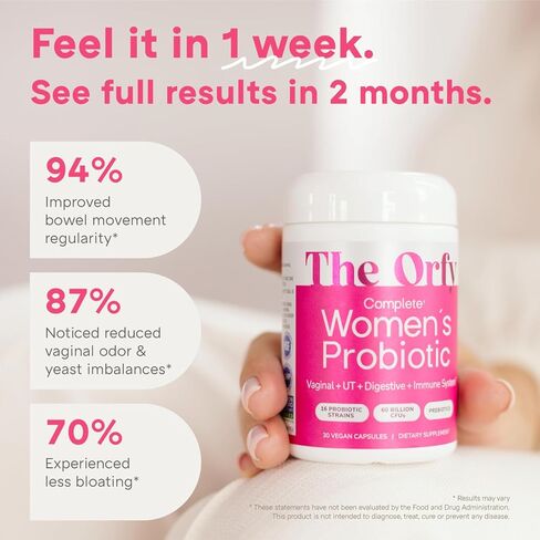 البروبيوتيك الكامل للنساء - الصحة المهبلية، وUT، والجهاز الهضمي والمناعي - 60 مليار وحدة تشكيل مستعمرة، و16 سلالة بروبيوتيك، والبريبايوتكس والبروبيوتيك مع الريحان المقدس - مرة واحدة يوميًا، 30 عددًا in Kuwait