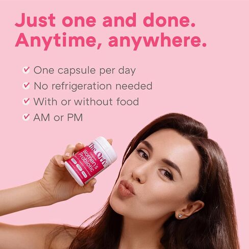 البروبيوتيك الكامل للنساء - الصحة المهبلية، وUT، والجهاز الهضمي والمناعي - 60 مليار وحدة تشكيل مستعمرة، و16 سلالة بروبيوتيك، والبريبايوتكس والبروبيوتيك مع الريحان المقدس - مرة واحدة يوميًا، 30 عددًا in Kuwait