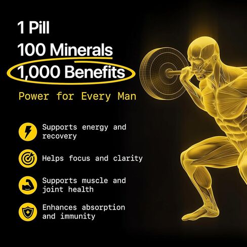 Menerals Mens Multivitamin – Powerful All in One Mineral Supplement for Men – Natural Trace Minerals with Fulvic Acid from Rich American Soil – Supports Daily Energy, Vitality, Focus, and Mens Health in Saudi Arabia