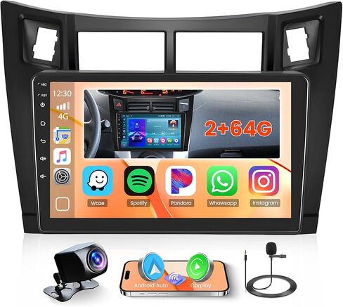 2+64G Android 13 CarPlay Car Stereo Radio for Toyota Yaris 2006-2011, 9'' HD Touch Screen Compatible with Android Auto, AHD Backup Camera, Mirror Link, GPS, WiFi, FM RDS in Saudi Arabia