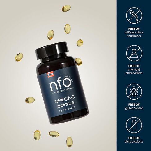 NFO Omega 3 Premium [90 Softgels] Fish Oil with High Concentrations of EPA & DHA (Triglyceride Form) & Vitamin E, High-Potency Omega 3 Fish Oil Softgels, Premium Omega3 Fatty Acids from Finland in Saudi Arabia