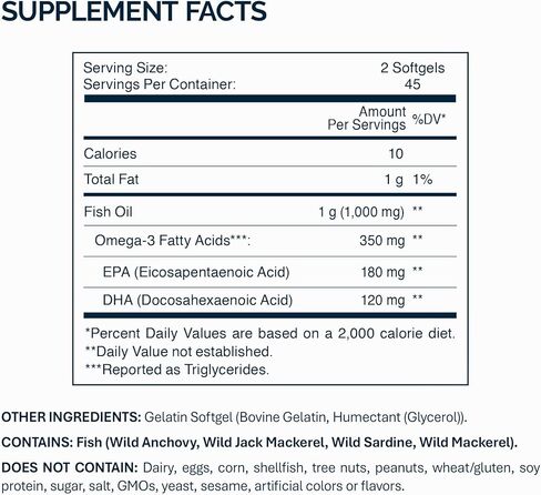 NFO Omega 3 Premium [90 Softgels] Fish Oil with High Concentrations of EPA & DHA (Triglyceride Form) & Vitamin E, High-Potency Omega 3 Fish Oil Softgels, Premium Omega3 Fatty Acids from Finland in Saudi Arabia