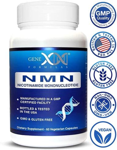 Genex Formulas NMN 250mg - Stabilized Form (60 Capsules), 99% Pure Supplement Capsules for Increased NAD Levels, DNA Repair, & Healthy Aging, GMP Certified in Saudi Arabia