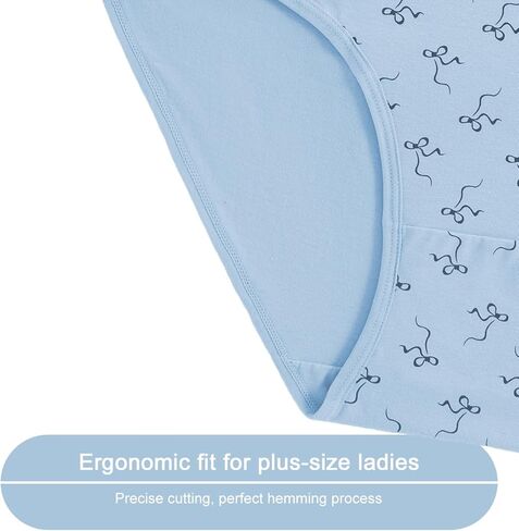 Women's High Waist Cotton Brief Panties 6 Pack Plus Size Four Seasons Solid Color Underwear Bow Series Kits in Saudi Arabia