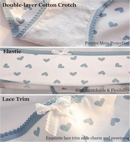 Women's Cotton Lace Trim Underwear Soft Breathable Cute Ladies Panties Briefs Lace Trim Plus Size 5-Pack in Saudi Arabia